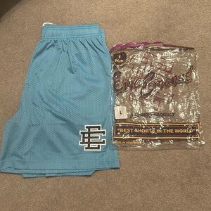 Brand New Light Blue x North Carolina State Eric Emanuel Shorts With Bag